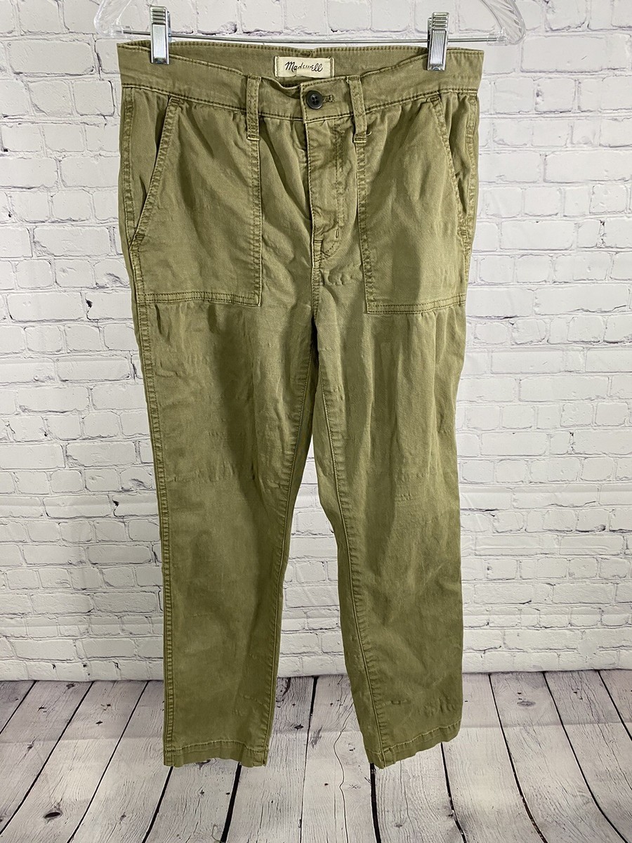 Madewell Olive Green Mid Rise Stovepipe Fatigue Pants Women's (26