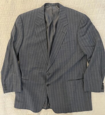 Ermenegildo Zegna Soft Vintage Pinstripe Suit Jacket in Gray Size