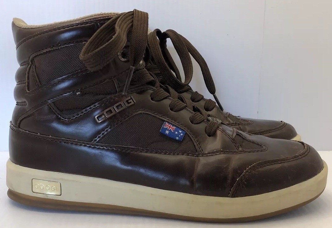 Coogi Australia Mens Brown PU Leather High Top Sneakers Lace  display picture 1