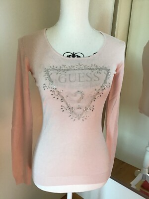 Guess dünner Strickpullover rosa silber/Glitzer  Gr. S