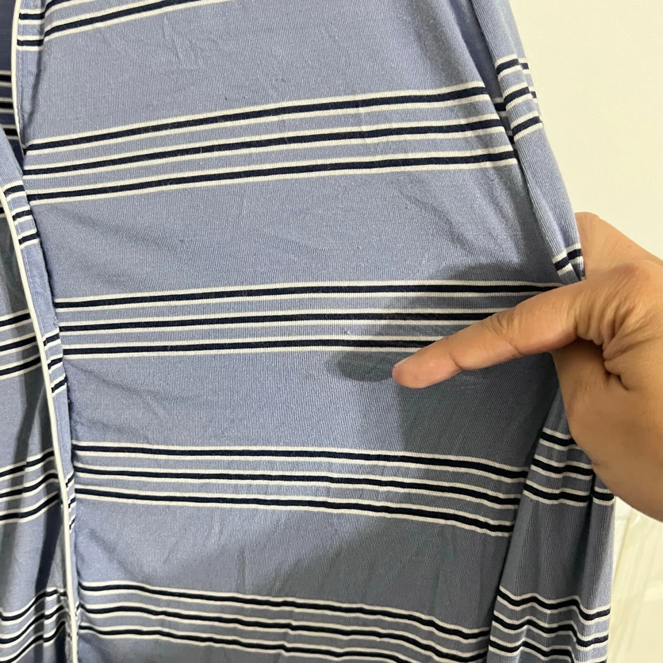 Nordstrom Lingerie Womens Sleep Shirt Size M Blue Striped Long Sleeve Button Up - Image 2 of 4