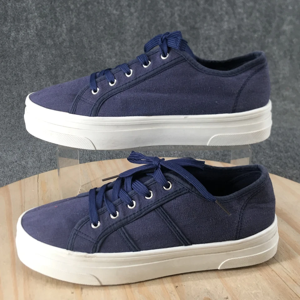 Wanted Shoes Mujer 10 Zapatillas bajas con cordones Cómodas Azul Lona Informales Foto 2 de 4