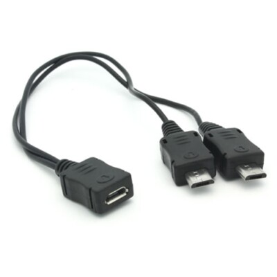 Micro USB Charger Splitter 2-Port Y Adapter Converter Dual Plug for Cell Phones