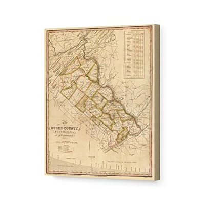 1831 Bucks County Map - Canvas Wrap Vintage Bucks County Pennsylvania Wall Art
