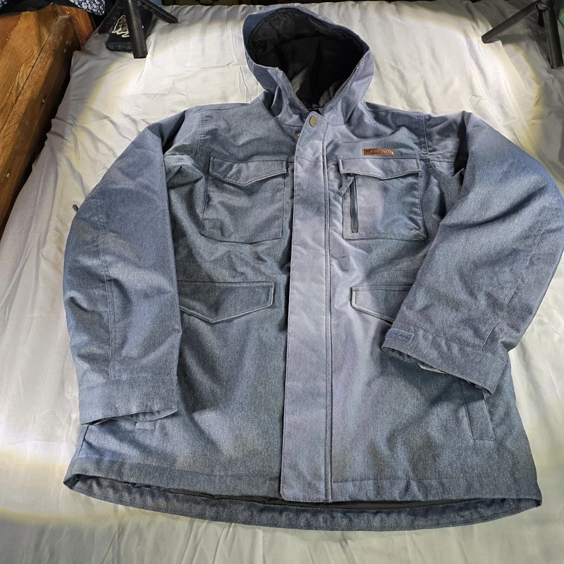 burton dryride snowboard hooded brtn ski coat sun faded jacket