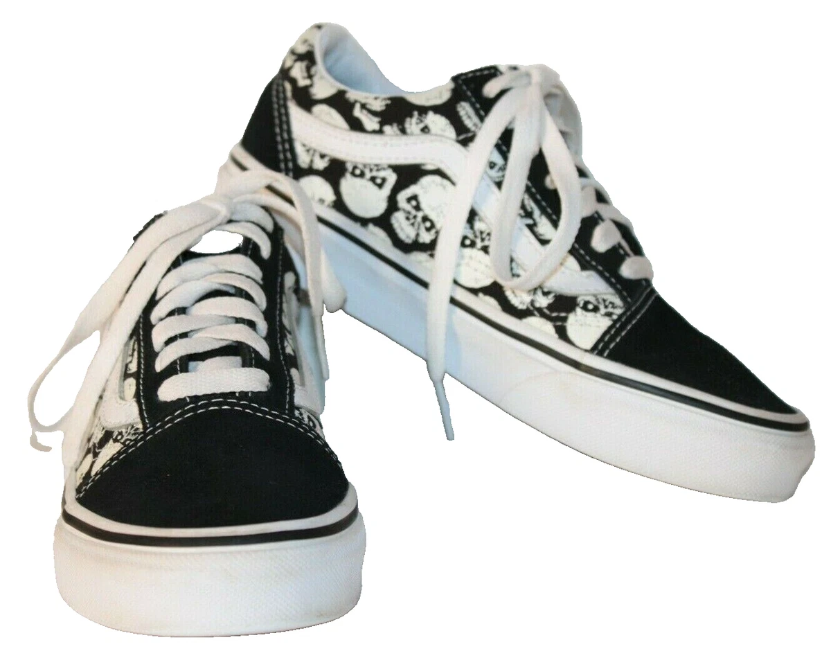 Vans old skool skulls black & white skate best sale shoes