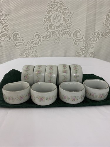 Set Of 9 Porcelain Floral Napkin Rings China Kentfield & Sawyer Cottagecore - Picture 4 of 6