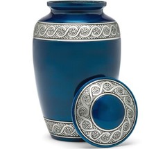 Cremation Urn for Human Ashes  Funeral Urn for Adults Remains Velvet Bag - Blue