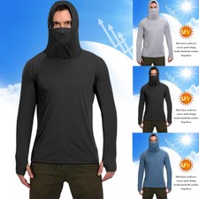 UPF 50 Mens Sun Skin Protection T-Shirt Hoodie Long Sleeve Outdoor Fishing Tops