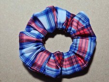 Hair Scrunchie Red/White/Blue Tartan Skuba. Union British/Flag