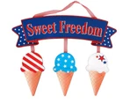 DT Patriotic Decor - Sweet Freedom Ice Cream Wall Wreath Sign 13-inch