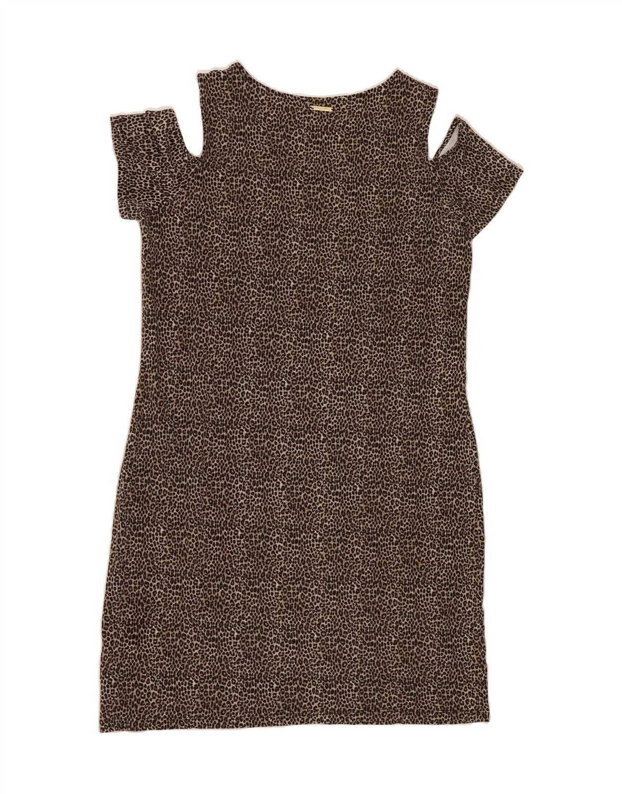 Abito donna MICHAEL KORS spalle scoperte UK 16 grande marrone stampa animalier CG08