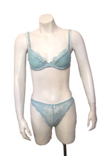 2pc Kellwood Shimmer Nylon Chantilly Lace Demi Bra 32B Bikini Pantie S USA made