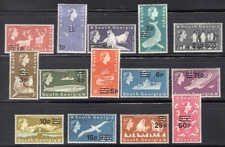 S. Georgia 1971-72 Surcharges Sc 17 - 30 M/VF/ NH CV $69.75 FREE SHIP FALKLANDS