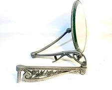 ANTIQUE ARTICULATED SHAVING MIRROR NICKEL PLATED