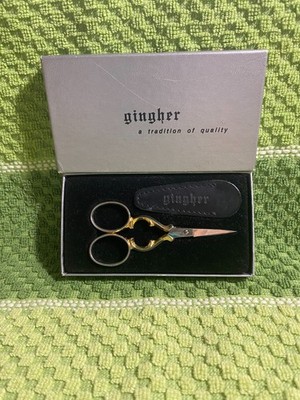GINGHER Collector's EMBROIDERY SCISSORS G-CS-2  w Leather Sheath