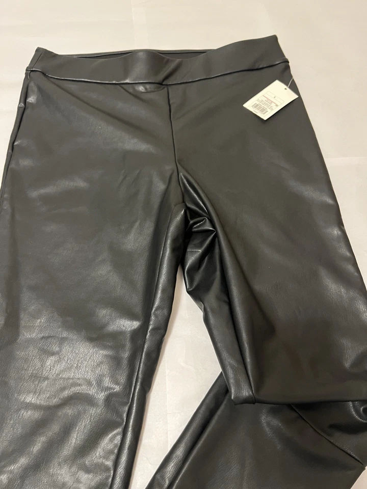 A New Day Pants Women's Size Large 30" Black Faux Leather Elastic Waist NWOT - Image 2 of 4