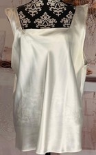 Cinema Etoile Women  s Solid White Silky Shiny Satin Wide Straps Pullover Tank 2X