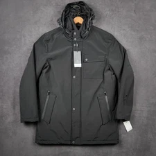 Andrew Marc Harcourt Water Resistant Car Coat Mens Medium Black Quilt Lined NWT