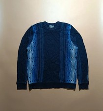 Carlo Colucci Limited Edition Black Blue 3D Knit Sweater Crewneck Mens Medium 48
