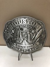 Houston Western Belt Buckle Custom Made Be Someone 4 1/2 x 3 1/2