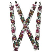 Buckle-Down Suspenders, Love Kills Close Up White 1.5-Inch Wide Regu (Us Import)