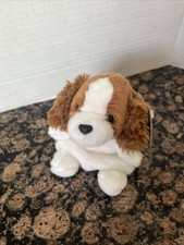 Palm Pals Aurora Dog Brown White Puppy Stuffed Plush Animal Toy Sitting