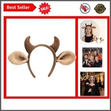 Versatile Brown Goat Ears Costume Accessory - Ideal for Parties and Cosplay