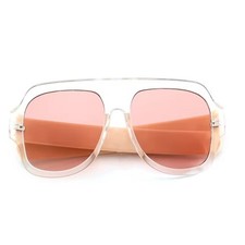 Fashion Sunglasses Pink Lens Clear Frame Fashion Pilot Sun Glasses Elegant Gafas