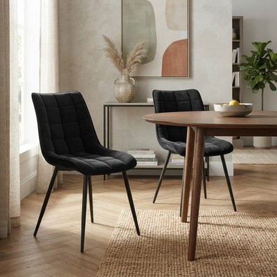 Esszimmerstühle schwarz Samt mit ergonomischem Design - 2er Set für Luxus Wohnen