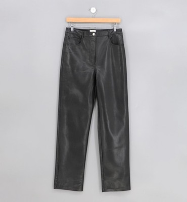 WILFRED ARITZIA $148 The Melina Pant Vegan Leather Straight Leg Black Size 8
