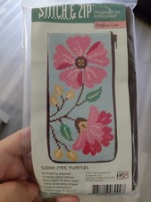 Stitch Zip Alice Peterson Eyeglass Case Needlepoint Kit Pink Flowers SEALED