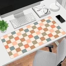 40*90cm Boho Checkerboard Large Mouse Pad- Ultra-Smooth Rubber Desk Mat with Sti