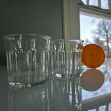 5 Vintage Luminarc France 500 ml Jam Jars 10 Sided Glass Containers Orange Lids