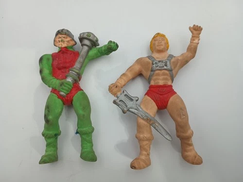 2 Vintage MOTU 1984 He-Man Figure Eraser Masters of The Universe 3.5”