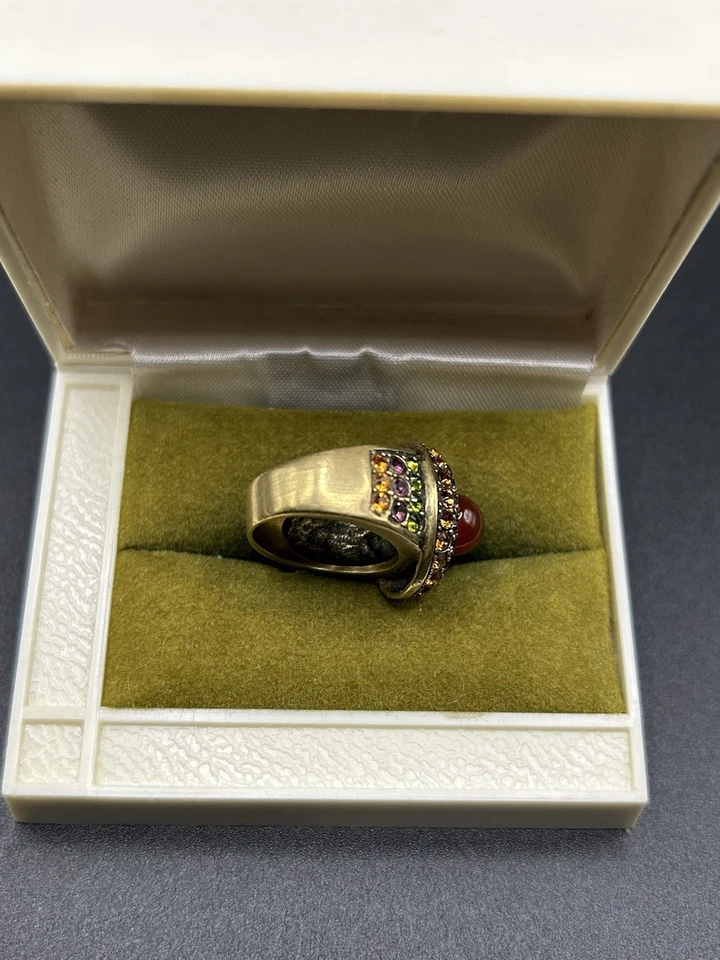 Heidi Daus Carnelian 带紫色绿色橙色施华洛世奇水晶戒指 尺寸 6.5 — 第 3/4 张图片