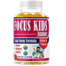 Brain Booster Focus Gummies for Kids Teens Omega3 DHA Clarity Memory Supplement