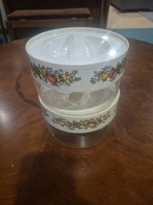 Pyrex Spice Of Life See N Store Canisters with Lid & Seal Lot Of 2 VTG Kitchen