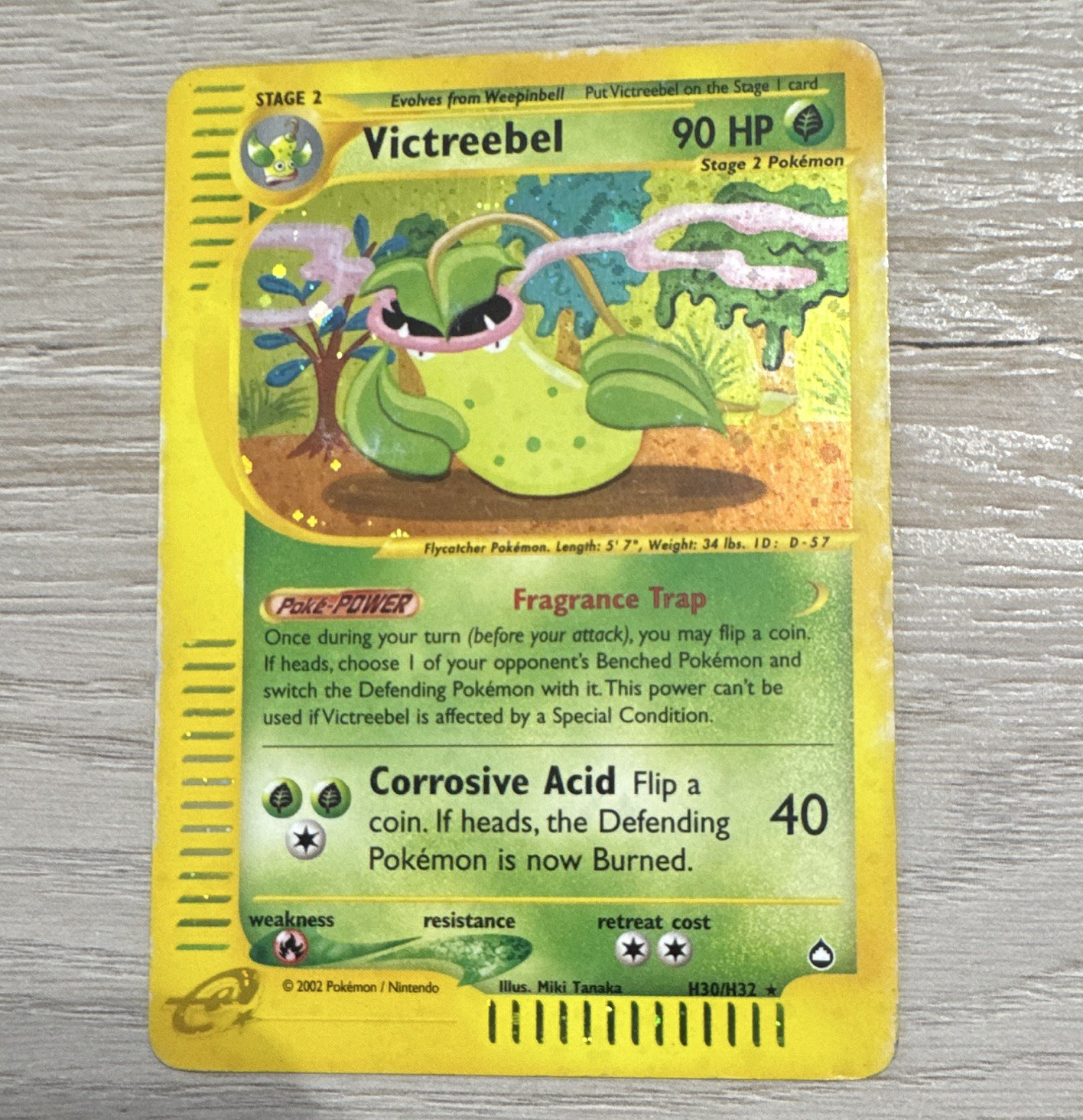 Pokemon TCG Aquapolis Victreebel H30/H32 Holo Rare Eng 2002 90HP