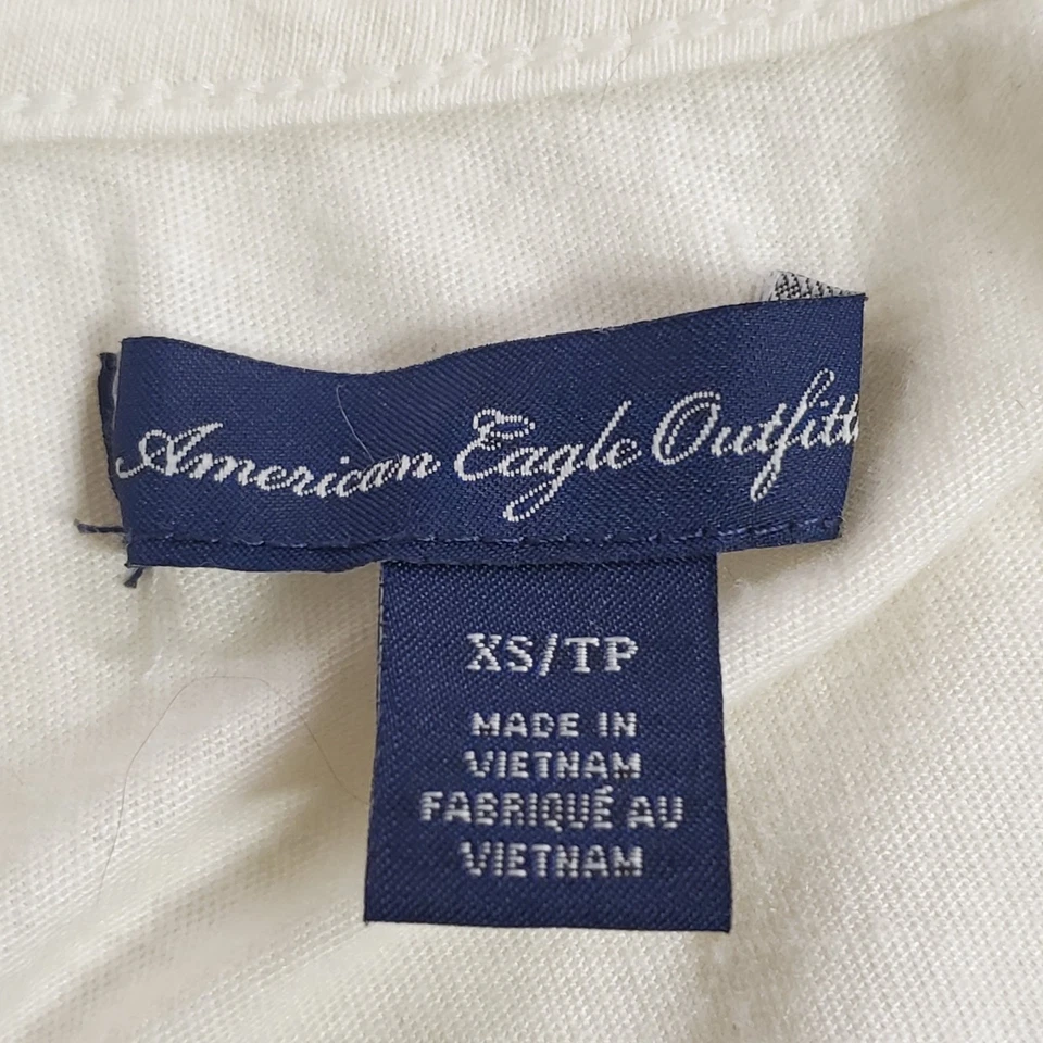 Camiseta sin mangas American Eagle para mujer Y2K 2010 con lazo y ribete de encaje talla XS blanca coqueta Foto 4 de 4