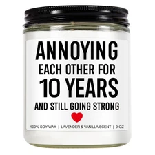 Funny Scented Candle, 10 Year Anniversary, Gifts for Wife, Husband, Couple - ...