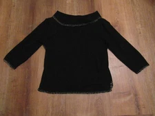 Christian Lacroix Large Black 3/4 Sleeve Pullover Top 1599G-49