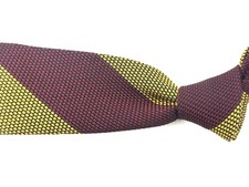 Berg & Berg Maroon Antique Gold Grenadine Garza Fina Striped Untipped Silk Tie 