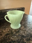 Vintage Anchor Hocking Fire King Jadeite Green Swirl Shell glass creamer