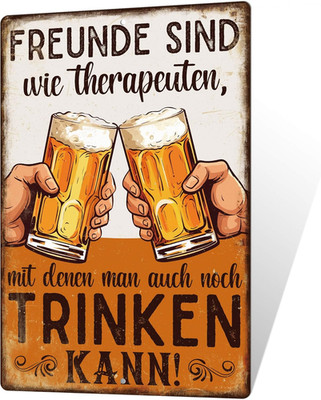 Decor Blechschild   Freunde sind wie Therapeuten   Vintage Wanddeko für Bierlieb