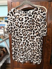 H M Women s Relaxed Fit Leopard Print Short Sleeve Blouse Size 8
