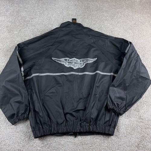 Harley Davidson Rain Jacket Mens Large Black Gray Motocycle Waterproof Biker