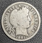 1901 P Barber Silver Dime 10c Exact Coin Imaged Free Shipping