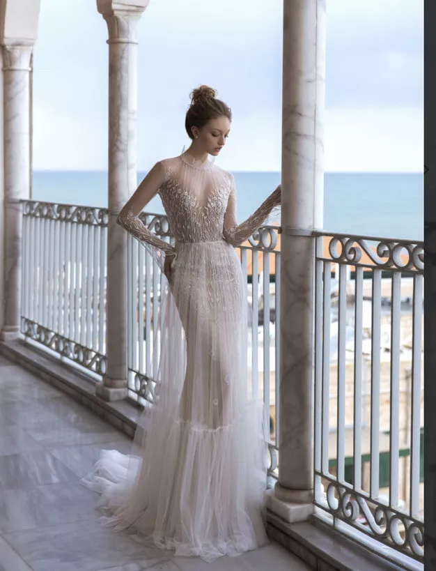 POLLARDI FRAGILITY Wedding Dress 08146.00.17 transparent dress, US 8, UK 10 - Image 3 of 4