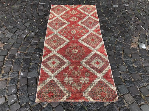 Turkish runner rug,Handmade rug,Wool rug,Vintage rug,Stair rug 6.4 x 3.1 ft - Picture 5 of 12